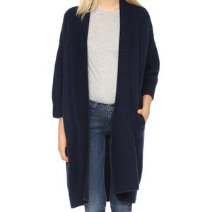 Frame Oversized Open Front Navy Cardigan Coat